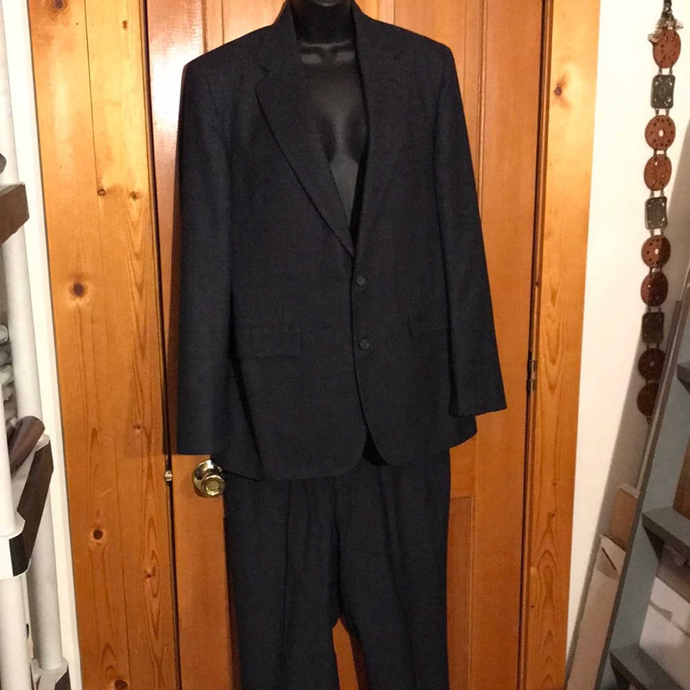 Vintage Navy Blue Suit 100% Wool Tailored for Dewenters Bloomington Illinois